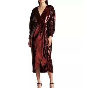 Ted Baker Emmalee Midi Sequin Dress in Wine Size Ted 4 / US 10 NWT